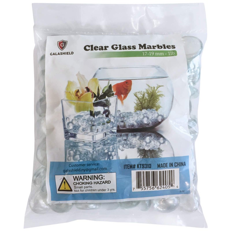 Galashield Glass Flat Clear Marbles Glass Pebbles Gems for Vase Fillers Stones Rocks (1 lb Bag / 100 Stones) - Image 2